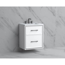 Madeli B455-24-002-WH-HR-PC - Edge 24'' Wall hung Vanity Cabinet in White/HW: Handles Polished Chrome(PC)