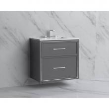 Madeli B455-30-002-TG-HR-BN - Madeli Edge 30'' Wall hung Vanity Cabinet in Studio Grey/HW: Handles Brushed Nickel(BN)