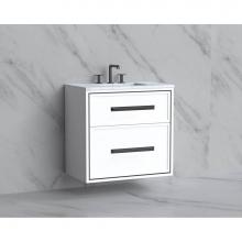 Madeli B455-30-002-WH-HP-SB - Madeli Edge 30'' Wall hung Vanity Cabinet in White/HW: Handles Satin Brass(SB)