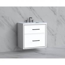 Madeli B455-30-002-WH-HY-SB - Madeli Edge 30'' Wall hung Vanity Cabinet in White/HW: Handles Satin Brass(SB)