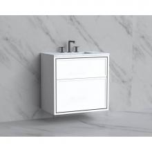 Madeli B455-30-002-WH-NP-PC - Madeli Edge 30'' Wall hung Vanity Cabinet in White/HW: No Handles - Inlay  Polished Chro