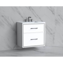 Madeli B455-30-002-WH-HR-PC - Edge 30'' Wall hung Vanity Cabinet in White/HW: Handles Polished Chrome(PC)