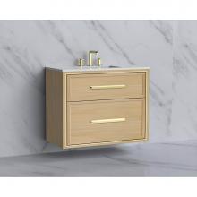 Madeli B455-36-002-NO-HP-PN - Madeli Edge 36'' Wall hung Vanity Cabinet in Natural Oak/HW: Handles Polished Nickel(PN)