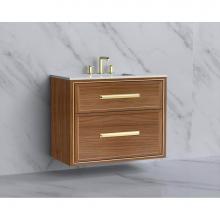 Madeli B455-36-002-NW-HP-MB - Madeli Edge 36'' Wall hung Vanity Cabinet in Natural Walnut/HW: Handles Matte Black(MB)