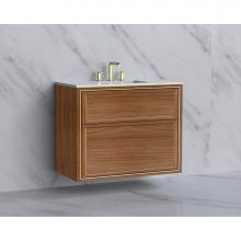 Madeli B455-36-002-NW-NP-MB - Madeli Edge 36'' Wall hung Vanity Cabinet in Natural Walnut/HW: No Handles - Inlay  Matt