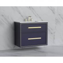 Madeli B455-36-002-SA-HP-SB - Madeli Edge 36'' Wall hung Vanity Cabinet in Sapphire/HW: Handles Satin Brass(SB)