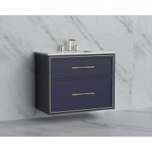 Madeli B455-36-002-SA-HR-PN - Madeli Edge 36'' Wall hung Vanity Cabinet in Sapphire/HW: Handles Polished Nickel(PN)