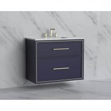 Madeli B455-36-002-SA-HY-BN - Madeli Edge 36'' Wall hung Vanity Cabinet in Sapphire/HW: Handles Brushed Nickel(BN)
