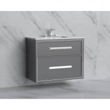 Madeli B455-36-002-TG-HP-SB - Madeli Edge 36'' Wall hung Vanity Cabinet in Studio Grey/HW: Handles Satin Brass(SB)