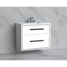 Madeli B455-36-002-WH-HP-PN - Madeli Edge 36'' Wall hung Vanity Cabinet in White/HW: Handles Polished Nickel(PN)