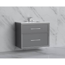 Madeli B455-36-002-TG-HR-PC - Edge 36'' Wall hung Vanity Cabinet in Studio Grey/HW: Handles Polished Chrome(PC)