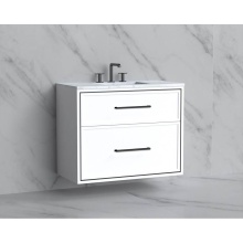 Madeli B455-36-002-WH-HY-PC - Edge 36'' Wall hung Vanity Cabinet in White/HW: Handles Polished Chrome(PC)