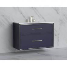 Madeli B455-42-002-SA-HR-SB - Madeli Edge 42'' Wall hung Vanity Cabinet in Sapphire/HW: Handles Satin Brass(SB)