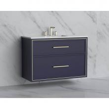 Madeli B455-42-002-SA-HY-SB - Madeli Edge 42'' Wall hung Vanity Cabinet in Sapphire/HW: Handles Satin Brass(SB)