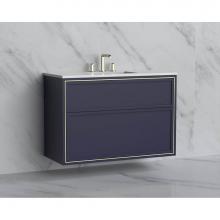 Madeli B455-42-002-SA-NP-SB - Madeli Edge 42'' Wall hung Vanity Cabinet in Sapphire/HW: No Handles - Inlay  Satin Bras