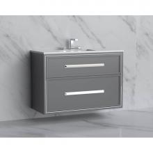 Madeli B455-42-002-TG-HP-PN - Madeli Edge 42'' Wall hung Vanity Cabinet in Studio Grey/HW: Handles Polished Nickel(PN)