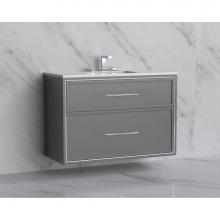 Madeli B455-42-002-TG-HR-SB - Madeli Edge 42'' Wall hung Vanity Cabinet in Studio Grey/HW: Handles Satin Brass(SB)