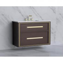 Madeli B455-42-002-WA-HP-MB - Madeli Edge 42'' Wall hung Vanity Cabinet in Walnut/HW: Handles Matte Black(MB)
