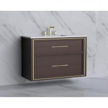 Madeli B455-42-002-WA-HR-SB - Madeli Edge 42'' Wall hung Vanity Cabinet in Walnut/HW: Handles Satin Brass(SB)