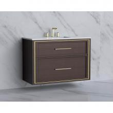 Madeli B455-42-002-WA-HY-PN - Madeli Edge 42'' Wall hung Vanity Cabinet in Walnut/HW: Handles Polished Nickel(PN)
