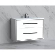 Madeli B455-42-002-WH-HP-PN - Madeli Edge 42'' Wall hung Vanity Cabinet in White/HW: Handles Polished Nickel(PN)