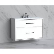 Madeli B455-42-002-WH-HY-MB - Madeli Edge 42'' Wall hung Vanity Cabinet in White/HW: Handles Matte Black(MB)