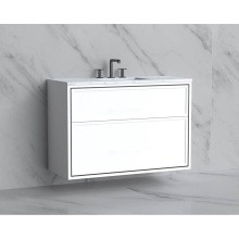 Madeli B455-42-002-WH-NP-PC - Edge 42'' Wall hung Vanity Cabinet in White/HW: No Handles - Inlay  Polished Chrome(PC)
