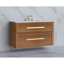 Madeli B455-48C-002-NW-HP-PN - Madeli Edge 48C'' Wall hung Vanity Cabinet in Natural Walnut/HW: Handles Polished Nickel