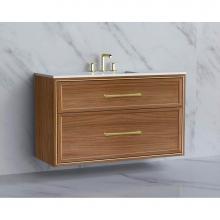Madeli B455-48C-002-NW-HR-SB - Madeli Edge 48C'' Wall hung Vanity Cabinet in Natural Walnut/HW: Handles Satin Brass(SB)