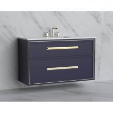 Madeli B455-48C-002-SA-HP-PN - Madeli Edge 48C'' Wall hung Vanity Cabinet in Sapphire/HW: Handles Polished Nickel(PN)