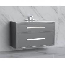 Madeli B455-48C-002-TG-HP-PC - Madeli Edge 48C'' Wall hung Vanity Cabinet in Studio Grey/HW: Handles Polished Chrome(PC