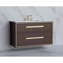 Madeli B455-48C-002-WA-HP-PC - Madeli Edge 48C'' Wall hung Vanity Cabinet in Walnut/HW: Handles Polished Chrome(PC)