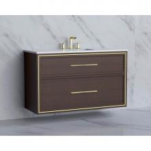 Madeli B455-48C-002-WA-HR-PN - Madeli Edge 48C'' Wall hung Vanity Cabinet in Walnut/HW: Handles Polished Nickel(PN)
