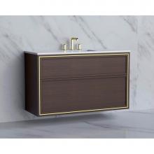 Madeli B455-48C-002-WA-NP-MB - Madeli Edge 48C'' Wall hung Vanity Cabinet in Walnut/HW: No Handles - Inlay  Matte Black
