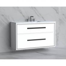 Madeli B455-48C-002-WH-HP-SB - Madeli Edge 48C'' Wall hung Vanity Cabinet in White/HW: Handles Satin Brass(SB)