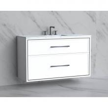Madeli B455-48C-002-WH-HR-SB - Madeli Edge 48C'' Wall hung Vanity Cabinet in White/HW: Handles Satin Brass(SB)