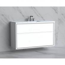 Madeli B455-48C-002-WH-NP-BN - Madeli Edge 48C'' Wall hung Vanity Cabinet in White/HW: No Handles - Inlay  Brushed Nick