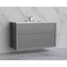 Madeli B455-48C-002-TG-NP-MB - Edge 48C'' Wall hung Vanity Cabinet in Studio Grey/HW: No Handles - Inlay  Matte Black(M