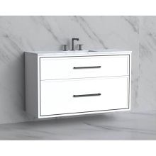 Madeli B455-48C-002-WH-HY-PC - Edge 48C'' Wall hung Vanity Cabinet in White/HW: Handles Polished Chrome(PC)