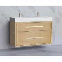 Madeli B455-48D-002-NO-HP-SB - Madeli Edge 48D'' Wall hung Vanity Cabinet in Natural Oak/HW: Handles Satin Brass(SB)