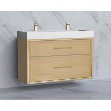 Madeli B455-48D-002-NO-HR-SB - Madeli Edge 48D'' Wall hung Vanity Cabinet in Natural Oak/HW: Handles Satin Brass(SB)