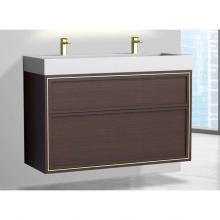 Madeli B455-48D-002-WA-NP-MB - Madeli Edge 48D'' Wall hung Vanity Cabinet in Walnut/HW: No Handles - Inlay  Matte Black