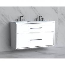 Madeli B455-48D-002-WH-HR-PN - Madeli Edge 48D'' Wall hung Vanity Cabinet in White/HW: Handles Polished Nickel(PN)