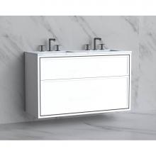 Madeli B455-48D-002-WH-NP-MB - Madeli Edge 48D'' Wall hung Vanity Cabinet in White/HW: No Handles - Inlay  Matte Black(