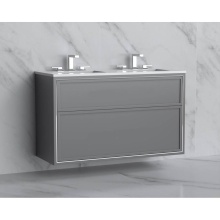 Madeli B455-48D-002-TG-NP-MB - Edge 48D'' Wall hung Vanity Cabinet in Studio Grey/HW: No Handles - Inlay  Matte Black(M