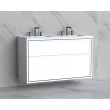 Madeli B455-48D-002-WH-NP-BN - Edge 48D'' Wall hung Vanity Cabinet in White/HW: No Handles - Inlay  Brushed Nickel(BN)