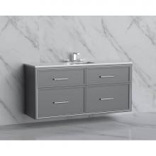 Madeli B455-60C-002-TG-HY-SB - Madeli Edge 60C'' Wall hung Vanity Cabinet in Studio Grey/HW: Handles Satin Brass(SB)