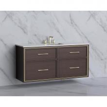 Madeli B455-60C-002-WA-HR-SB - Madeli Edge 60C'' Wall hung Vanity Cabinet in Walnut/HW: Handles Satin Brass(SB)