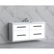 Madeli B455-60C-002-WH-HP-MB - Madeli Edge 60C'' Wall hung Vanity Cabinet in White/HW: Handles Matte Black(MB)