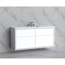 Madeli B455-60C-002-WH-NP-MB - Edge 60C'' Wall hung Vanity Cabinet in White/HW: No Handles - Inlay  Matte Black(MB)